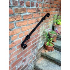 Metal Iron Steel Safety Grab Handrail Hand Forged In Black Powder Coat Finish For Inside or Outside Stair Steps